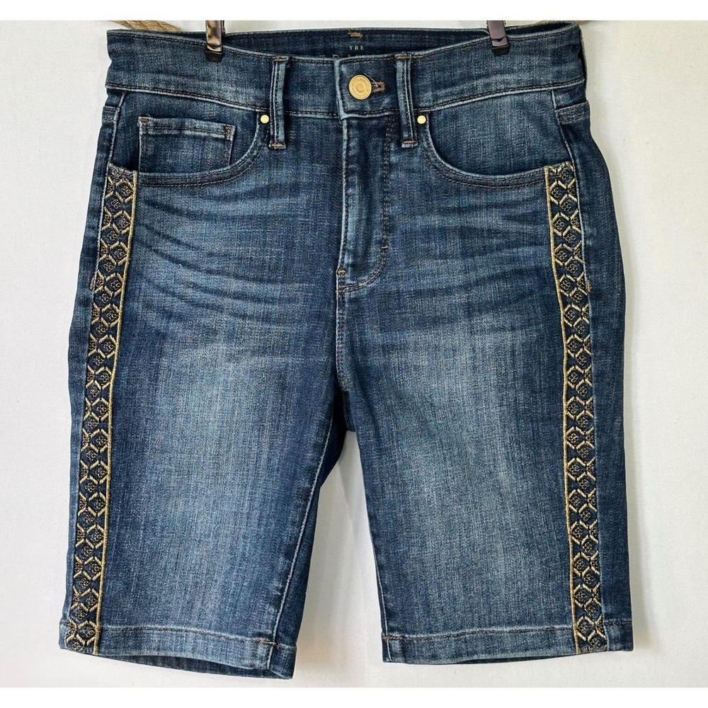 White House Black Market Bermuda Shorts Embroidered Denim Women 00 High Rise